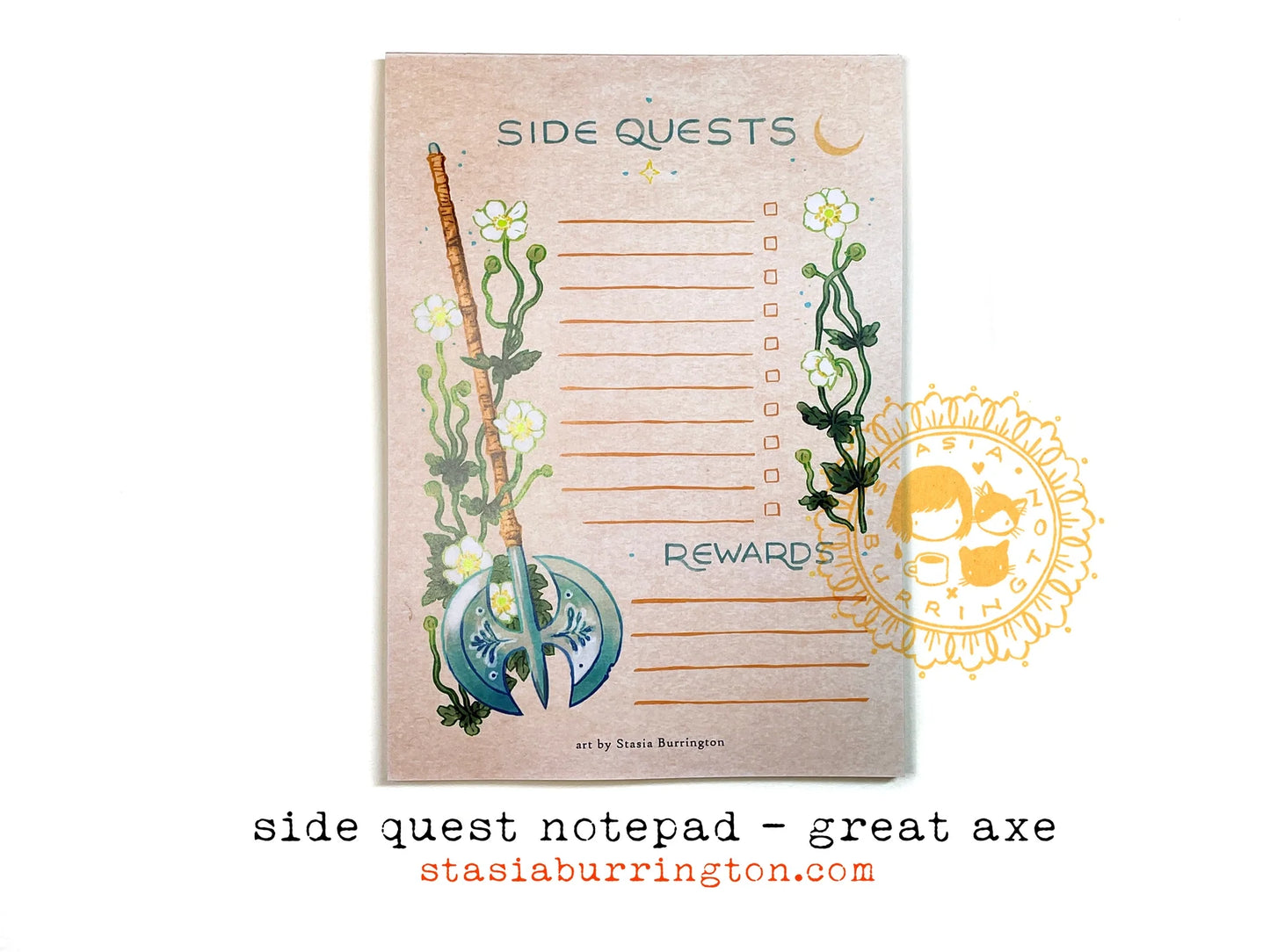 Illustrations Side Quests Axe Notepad