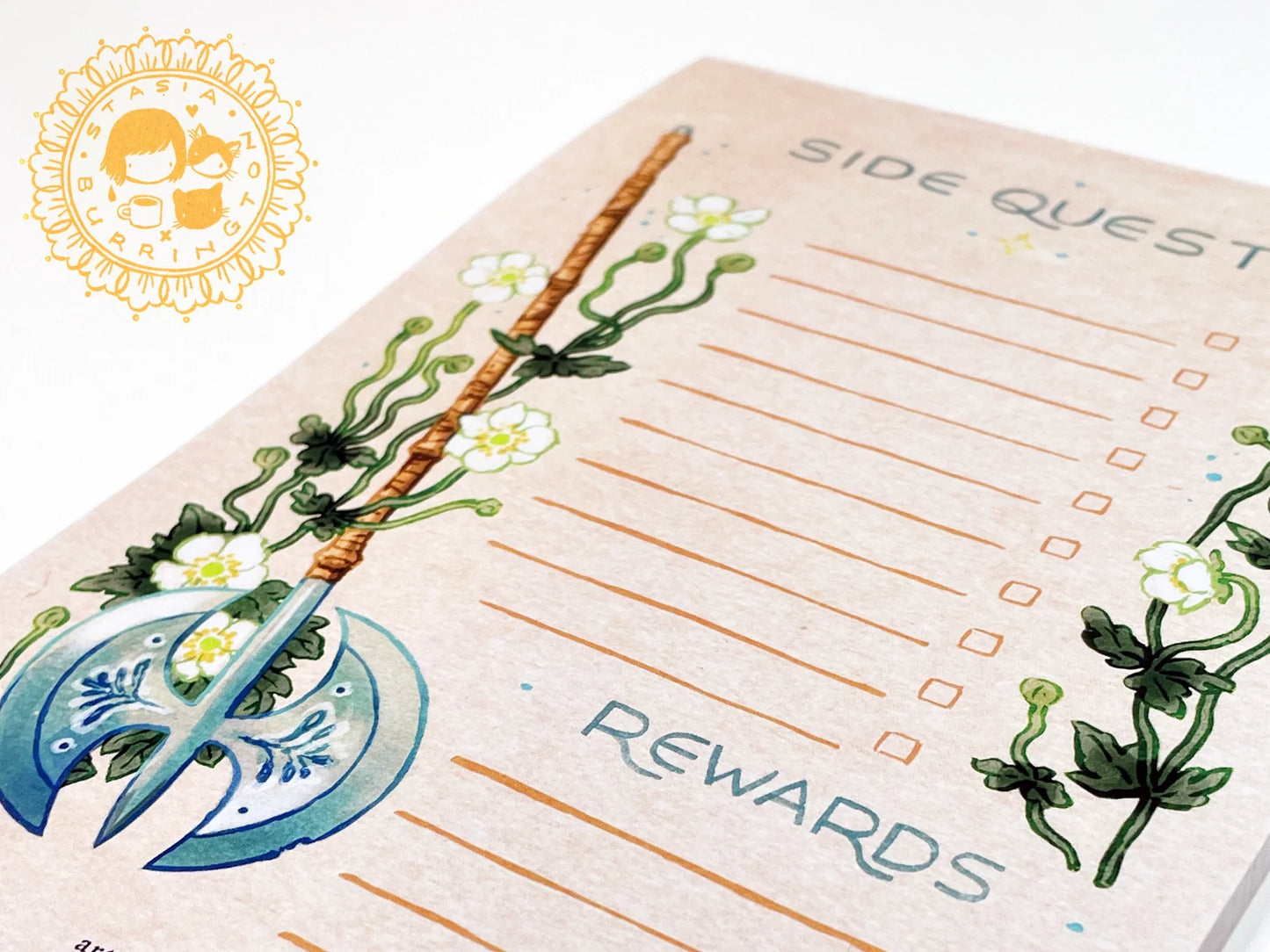 Illustrations Side Quests Axe Notepad