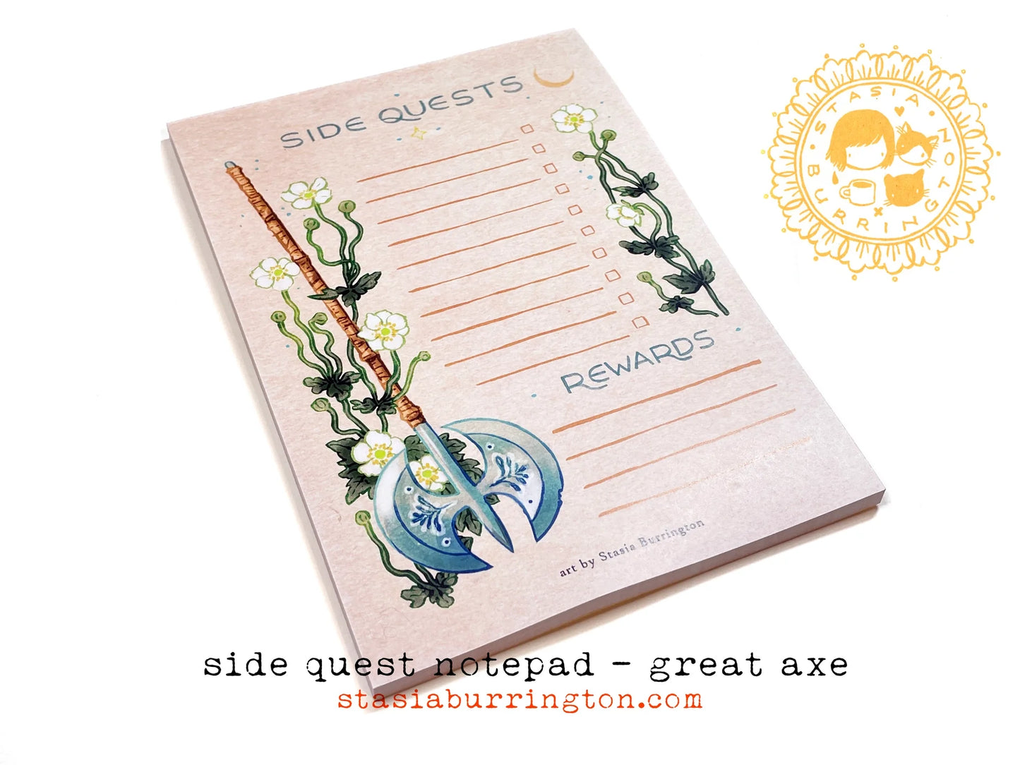 Illustrations Side Quests Axe Notepad