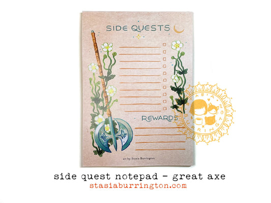 Side Quests Great Axe Notepad